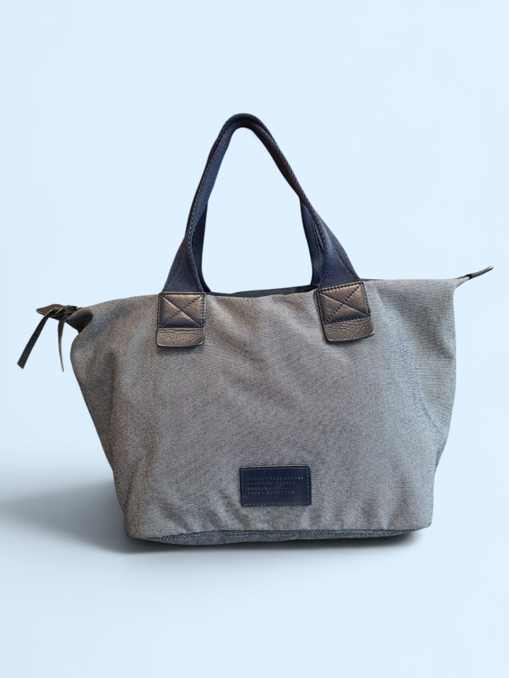 Marc By Marc Jacobs Two Tone Navy Canvas Zipper Satchel